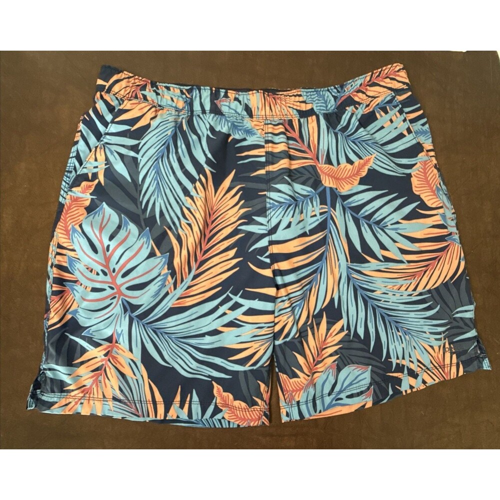 Speedo Swim Shorts Trunks Tropical Palm Leaf Lined Sz XXL 40" Waist Pockets
